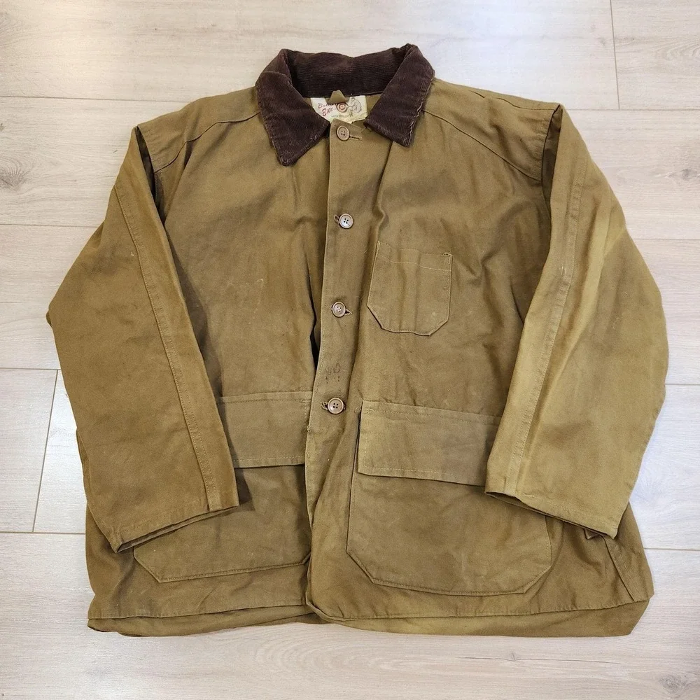 Vintage 1950s Bullseye Bill Duck Hunting Jacket Canvas Field Coat Game Pocket XL